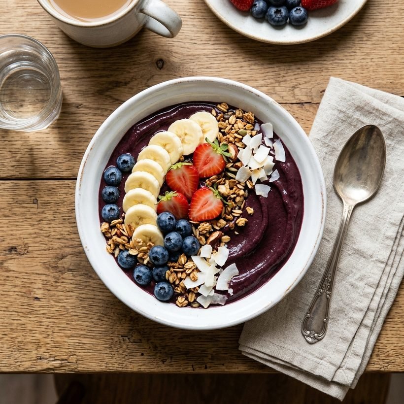 Açaí bowl com frutas feito em casa