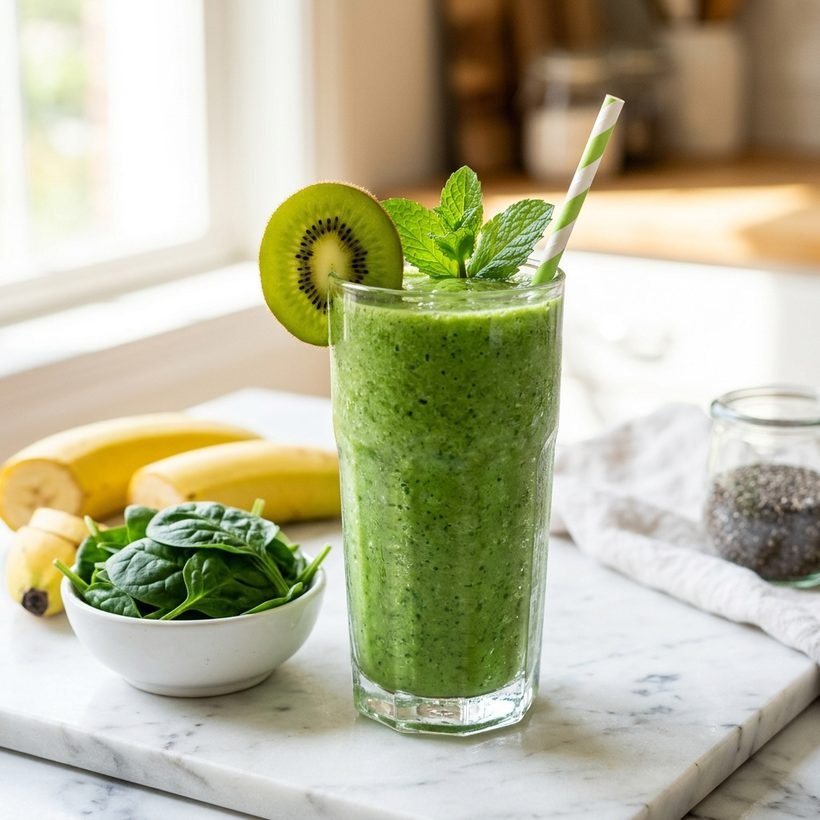 Smoothie verde saudável feito em casa
